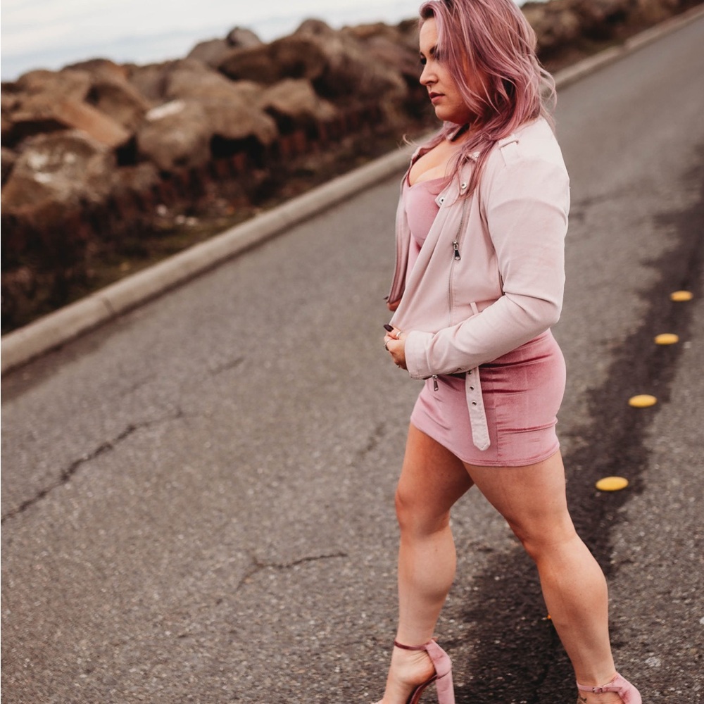 PLT nwot suede pink Bodycon dress